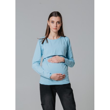 Лонгслів для вагітних з секретом для годування Голубий